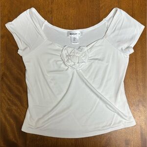 Bailey 44/ Anthropologie White Rosette Crop Top Size Small